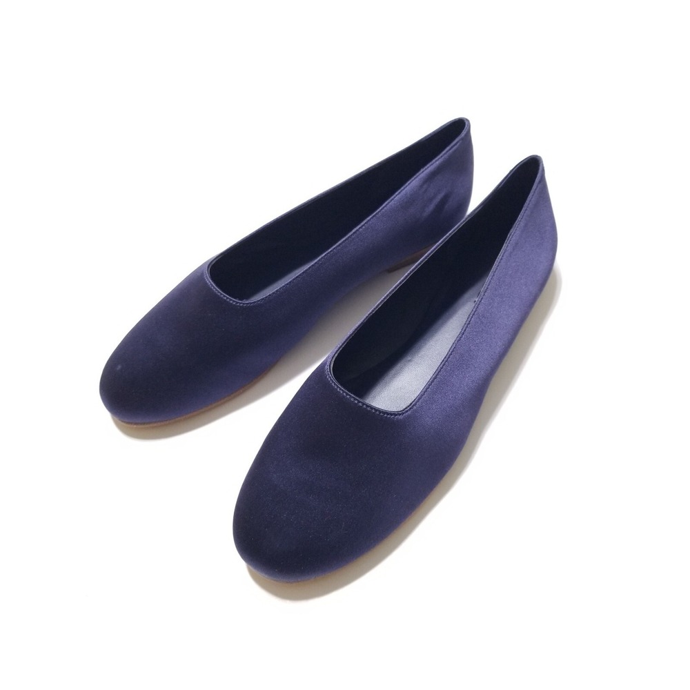 Vince Maxwell Italian Satin Ballet Flat Navy Blue NIB Size 6 $225 - Picture 7 of 16